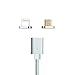 MAGNETIC USB CHARGING CABLE, Perfected 3rd Generation Cord by Spherecalls, 2 in 1 Micro and Mini 8 Pin, #1 Charge Cable to Suit iPhone and Android, Does Not Support Galaxy S7 or S7 Edge, Silver