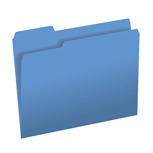 File Folder - Letter Size - 1/3 Top Tab with Assorted Positions - Blue - Box of 100