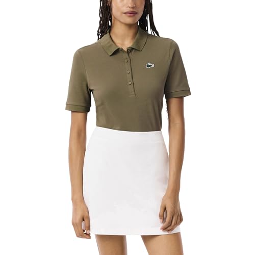 Lacoste Women's Slim Fit Heat Regulating Golf Polo Shirt, Olive, 38