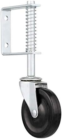 4 inch Spring Door gate Wheel Caster for Sliding gate Door use 65kg Hard Rubber Spring-Loaded Gate Caster with Universal Mount, Black