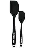 Silicone Spatula 2-piece Set,Heat-Resistant Spatulas,Non-stick Rubber Spatulas With Stainless Steel Core (Black With Darth Baker Logo)