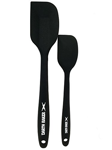 Silicone Spatula 2-piece Set,Heat-Resistant Spatulas,Non-stick Rubber Spatulas With Stainless Steel Core (Black With Darth Baker Logo)