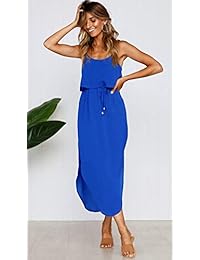 Yidarton Vestido de verano para dama, casual, ajustable, con tiras, con diseño floral