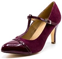 Dolce Nome Womens Desire T-Strap Pump Burgundy 37