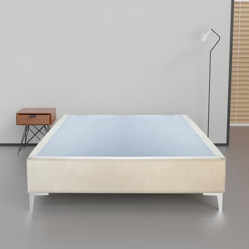 Greaton, 15-Inch Premium Velvet Material with Grain Pattern Wood Box Spring/Bed…