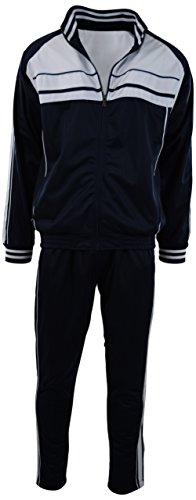 Mens athletic 2 piece tracksuit set (l, navy/white)