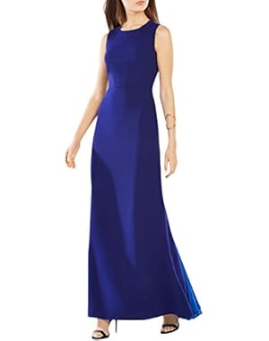 BCBG Max Azria Womens Izabelle Crepe Pintucked Evening Dress