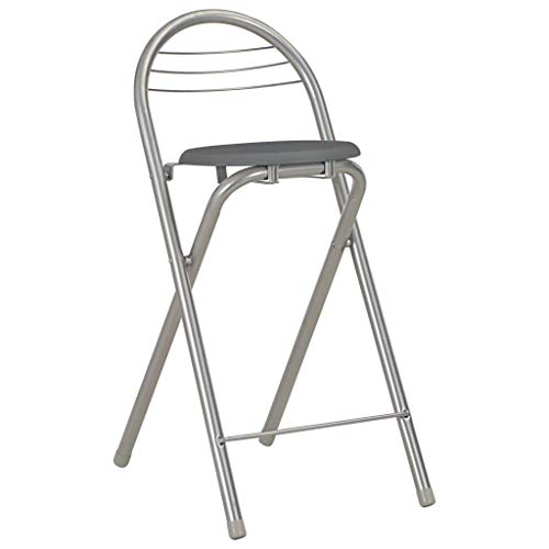 Tidyard Bartisch 3-teilige Barset Esstisch Stehtisch Bistrotisch Mit 2 Klappstühle Sitzgruppe,Tisch mit 4 Regalen und einem Weinregal,Bistroset Bargruppe Küchenbar aus Holz & Stahl,Schwarz+Silber – Bild 7