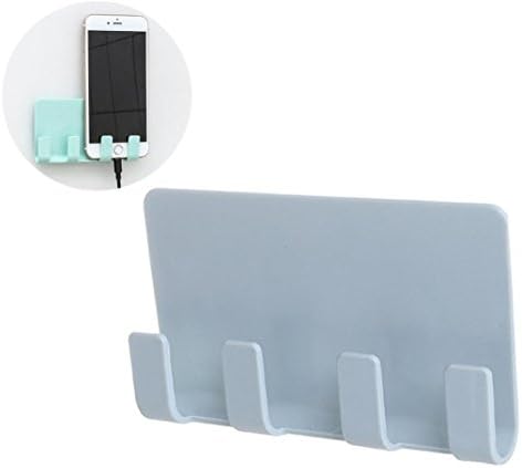 Phone Holder Wall Mounted, Prevently Phone Charger Wall Mounted 4 Hooks Storage Hanger Rack Bathroom Hanging Holder