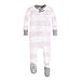 Burt's Bees Baby, Baby Girls,Sleeper Pajamas, Zip Front Non-Slip Footed Sleeper PJs, 100% Organic Cotton, Pink Rugby Stripe, 3-6 Months