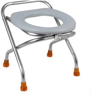 Folding Elderly Disabled Man And Pregnant Woman Stainless Steel Shower And Bathing Room Mobile Commode Chair With Toilet Seat Comfortable Safe Toliet Stool Anti-Skid