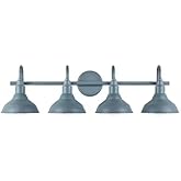 Ceybo Blue 4 Light Bathroom Vanity Light Wall Fixture with Farmhouse Metal Shades, Dimmable Modern Country Home Lighting