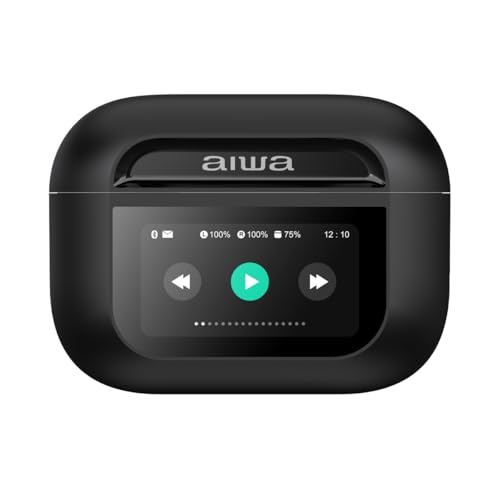 Aiwa Audífonos Bluetooth TWS con ANC, Negro