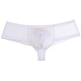JAXU Men's Elastic Spandex Thong Boxer Shiny Boxers Briefs Guys Pants Sexy Men Pouch Underwear White XL