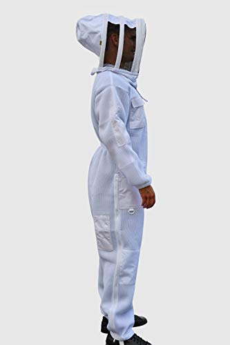OZ ARMOUR Beekeeping Suit Ventilated Double MESH with Free Cow Hide Ventilated Gloves Fencing Style Veil (Medium) - Thumbnail 7