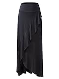 KIRA Women's Ruffled Wide Waistband High Low Maxi Skirt With Asymmetric Hem