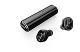 True Wireless Bluetooth Headphones WBH-800 - Selkie Smart Earbuds with Portable Charging Case Noise Cancelling Mini Sport Headphone for Running, Gym, Music, Calls - Pairs with iOS & Android (Black)