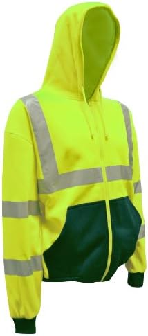 Cordova Safety Products SJ401-M Cor-Brite Hooded Sweatshirt, Medium, Hi-Vis Lime