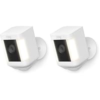 Ring Spotlight Cam Plus, Battery (newest model), Home or business security with HD video, Two-Way Talk, Color Night Vision, and Security Siren, 2-pack, White