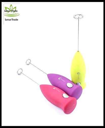 Lotus 9-Inch Handheld Electric Milk Frother, Red