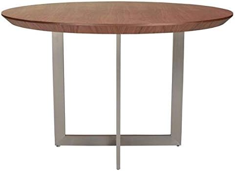 54インチ アメリカンウォールナットとステンレススチール 円形会議テーブル Anadis Nl