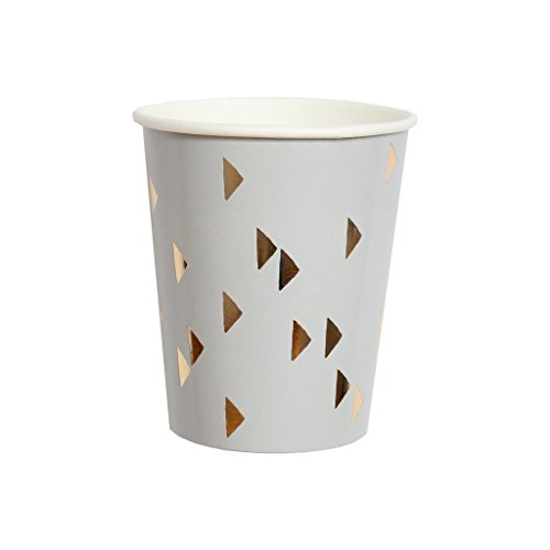 Gold Foil Triangles Boho Paper Cups - Birthday Party Disposable Cups - Harlow & Grey Wander (8 Count)