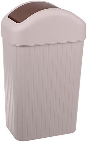 Plastic Swing Lid Trash Can Kitchen/Bathroom/Bedroom/Parlor/Office Trash Can - 10 Liter / 2.6 Gal (Beige)