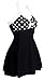 Aleumdr Women's Pin Up Swimsuit Vintage Halter Cover Up SwimSkirt, XX-Large, Black&White Dot,Black