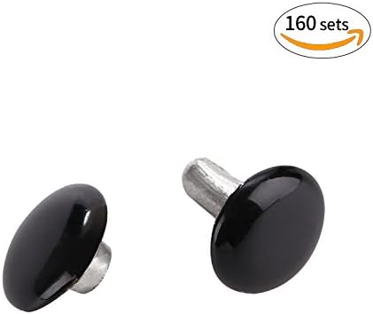 YMAISS 160 Sets Leather Rivets Double Cap Rivets for Leather Craft Repairing Decoration, 1 black color,Tubular