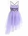 TiaoBug Girls Sequins Ballet Tutu Dress Shiny Sparkle Ballerina Dance Costumes Gymnastics Leotard Skirt Dancewear Purple 4-5