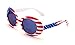V.W.E. Vintage Sunglasses UV400 Bold Retro Oval Mod Thick Frame Sunglasses Clout Goggles White USA American Flag (Blue Mirror Lens)