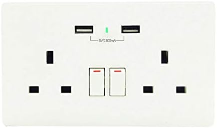 WiFi Smart Plug 13A White Double Wall Sockets 2 Gang 2.1A USB Outlet Voice Control Compatible with Amazon Alexa Echo and Google Assistant IFTTT,No Hub Required (1 Pack Smart Socket)