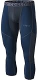 Tesla TM-MUC78-NVH_Large Men's Mesh-Panel Compression 3/4 Capri Baselayer Cool Dry Sports Tights MUC78