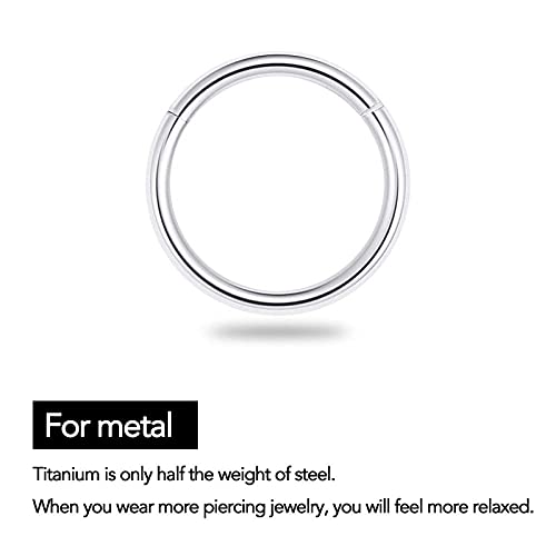 G23 Titanium Septum Ring Hinged Nose Rings for Women 16G Hoop Segment Rings Sleeper Earrings Body Piercing Jewelry Black/Silver/Gold/Rose Gold Rings, Diameter 6mm,8mm,10mm(6pcs) (Rose Gold)