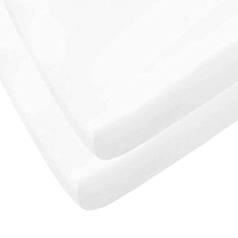 2 x Cot Bed Fitted Sheets 100% Cotton 200 Thread Count 12 Colours, Cot Bed 70 x 140 CM - White