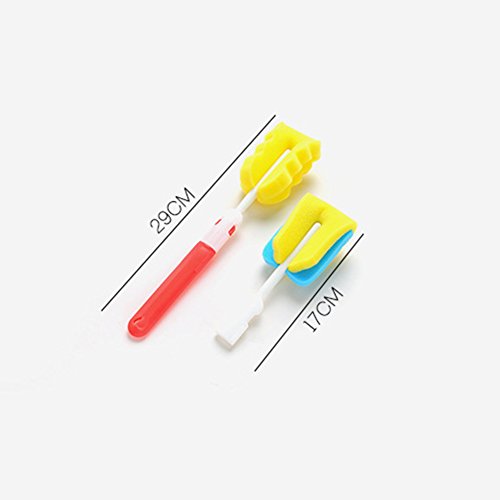 Replaceable Cleaning Bottle Sponge Brush with Long Handle Cleaner Soft for Baby Bottle,Kitchen Clean, Glasses,Mugs Cup, 11 inch