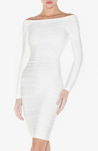 white off the shoulder bandage dress