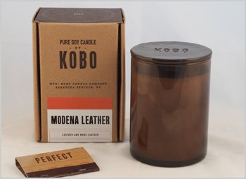 Modena Leather Kobo Soy Candle From The Woodblock Collection