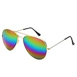 Desen Unisex Adult Aviator Sunglasses (GOLD COLORFUL)