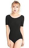 Speerise Womens Short Sleeve Leotard Lycra Spandex Dance Bodysuit, M, Black