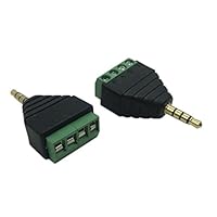 Cerrxian 3.5mm 4 Pole Stereo TRRS Audio Video Male to 4 Screw Terminal Female Headphone Balum Converter Adapter (2-Pack)