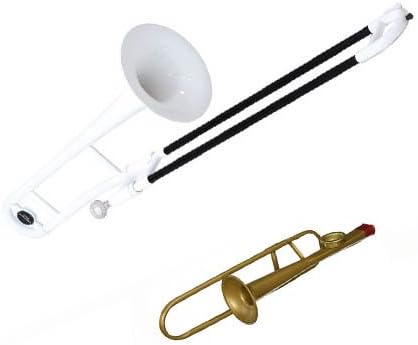 Tromba Plastic Bb Tenor Trombone White - Practice/Travel Trombone Bundle w/Trombone Kazoo