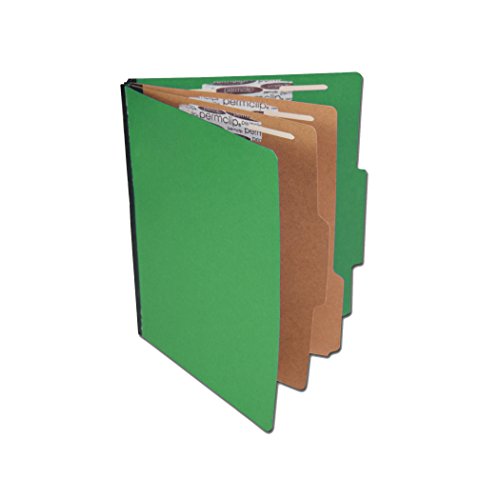 Colored Pressboard Classification Folder with 6 Sections- Emerald Green, Letter Size, Top Tab (15/Box)