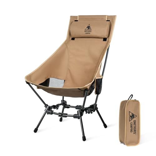 OneTigris Camping Chair with Detachable Cushion, 150 kg Capacity, Compact Portable Folding Chair for Camping, Hiking, Travel, Beach, Festivals, Backpacking