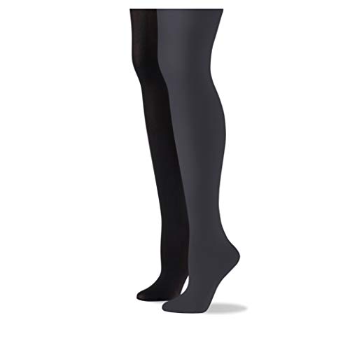 No Nonsense Women's Super Opaque Control-Top Tights, Black/Cobblestone ...