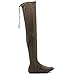 Ollio Women Shoe Adjustable Drawstring Span Faux Suede or Faux Leather Thigh-high Zip Up Long Boots