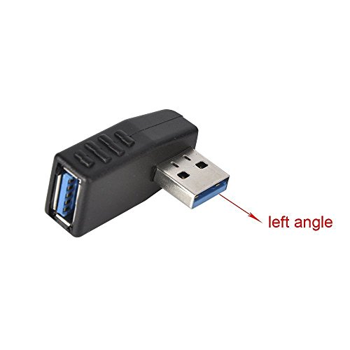 JINHEZO USB 3.0 Vertical Male to Female Adapter Left Angle and Right Angle Adapter