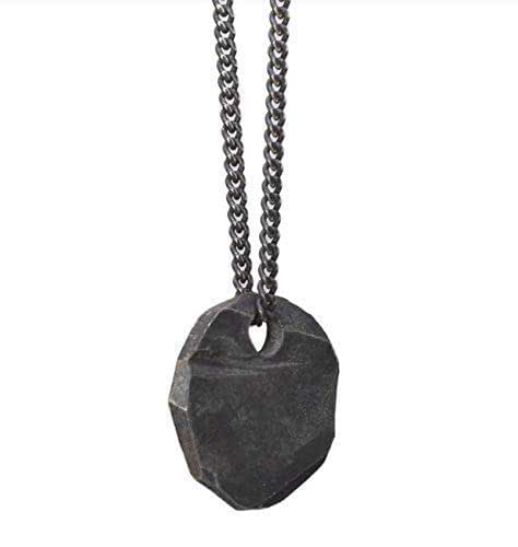 Mens Rustic Necklace Pendant Oxidized 