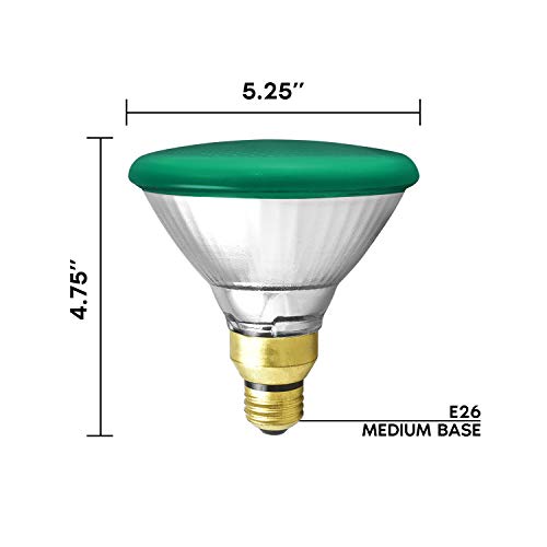 GE 85 Watt Halogen PAR38 Outdoor Flood Light Bulbs, Green Light Bulb