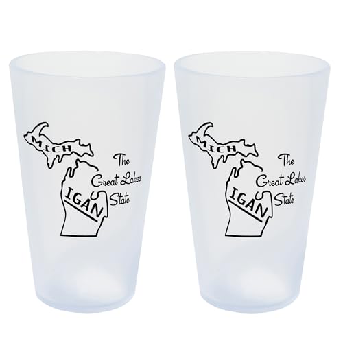 Silipint: State Pint Glasses 16oz: 2 Pack - Michigan - Icicle Silicone Cups, Un…